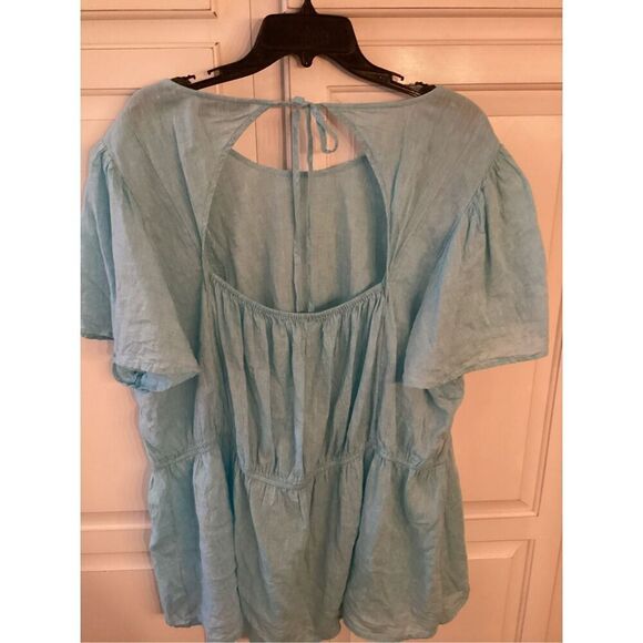 Lane Bryant Scoop Neck Peplum Linen Blend Top Sz 26 Capri SOLD OUT - Picture 5 of 11